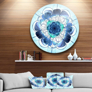 Blue and Purple Rounded Flower - Floral Round Metal Wall Art